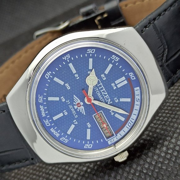 Citizen Other - Vintage 1972 Citizen Automatic Mens Silver WatchW/daydate & Leather strap Japan